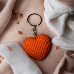 Dikiş Desenli Kalpli Anahtarlık